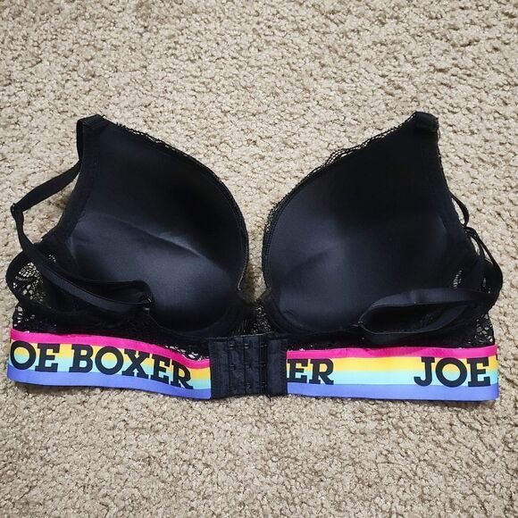 Joe Boxer Women's Black and Pink Lace Push-up Bra Set -J - Picture 4 of 7